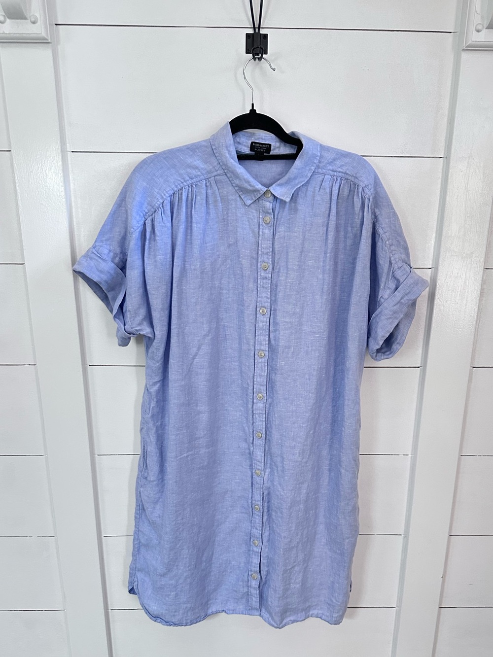 Baird McNutt J Crew 100% Irish Linen blue relaxed lagonlook classic shirt dress - Picture 2 of 11